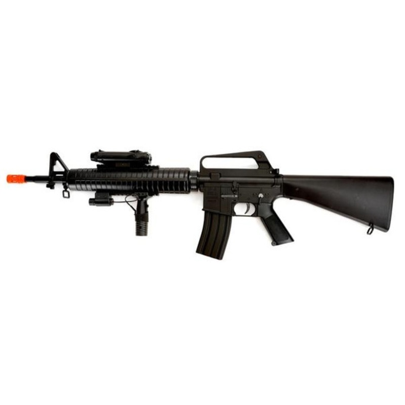 Well M16A3 Spring Powered Airsoft Rifle w/ Laser & Flashlight
