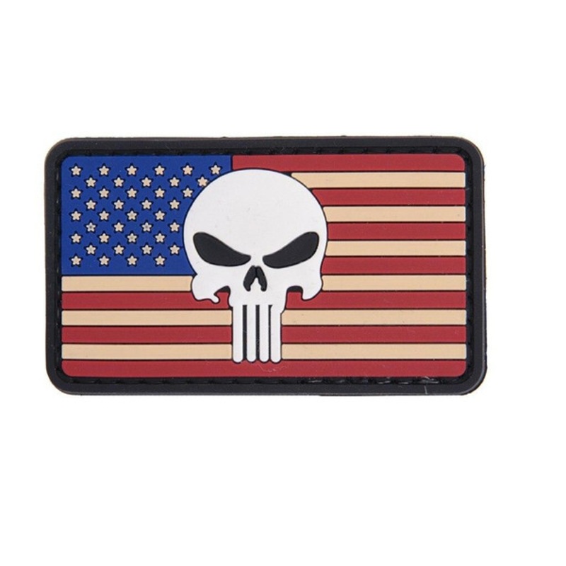 Punisher Red White & Blue USA Flag PVC Velcro Patch