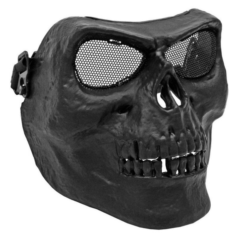Full Face Skull Mask for Airsoft with Metal Mesh Eyes, Black