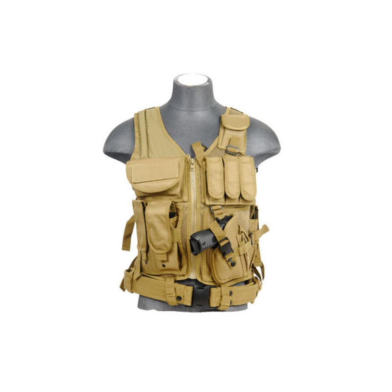Lancer Tactical Cross Draw Tactical Vest, Tan