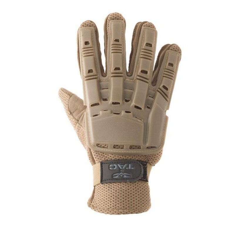 V-Tac Full Finger Plastic Back Airsoft Gloves, Tan