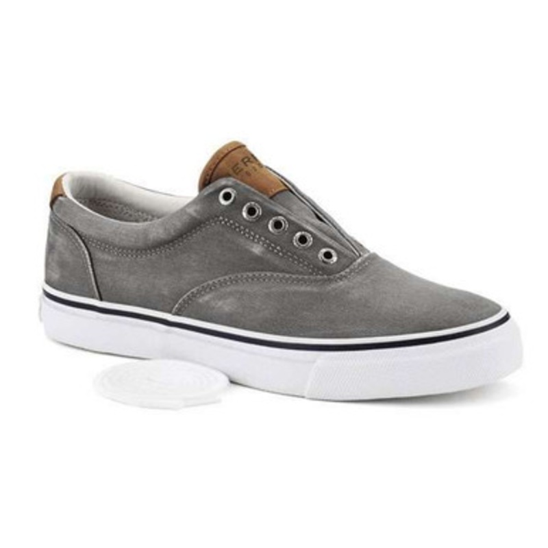 Sperry Top-Sider Men’s Salt Washed Twill Striper CVO Sneaker – Grey – 9M