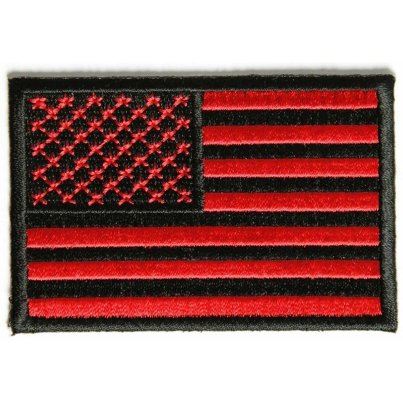 American Flag Velcro Patch, Black/Red