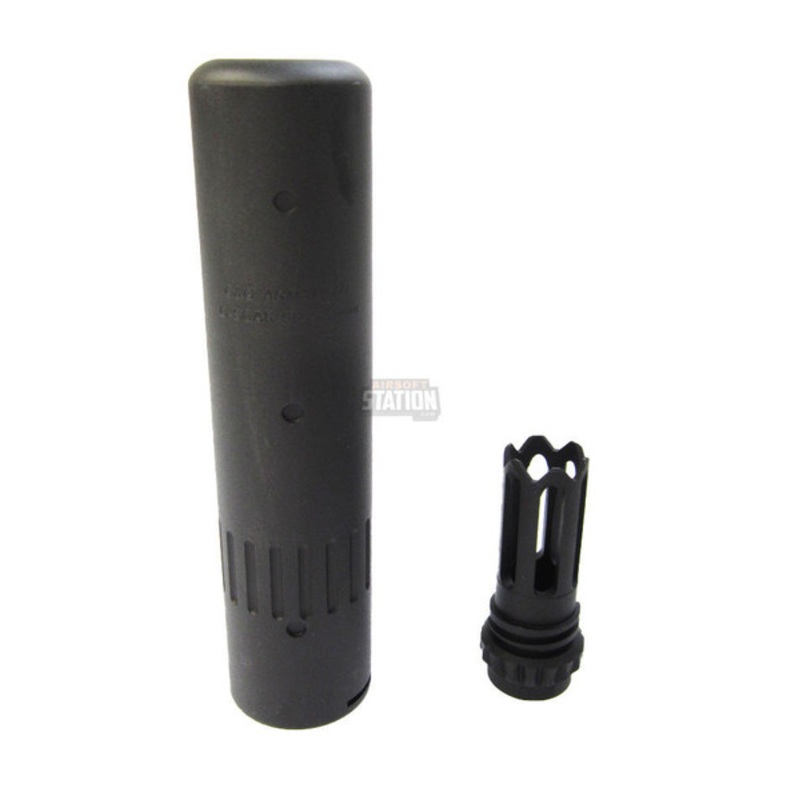 G&G SCAR Style Barrel Extension and Flash Hider Set, Metal, Black