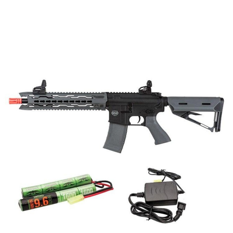Valken Battle Machine AEG V2.0 TRG-M Carbine, Black/Grey / Battery & Charger