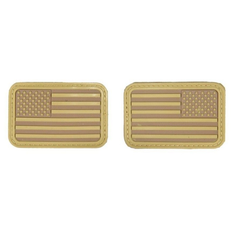 Lancer Tactical USA Flag Forward and Reverse Velcro Patches, Tan, Set of 2