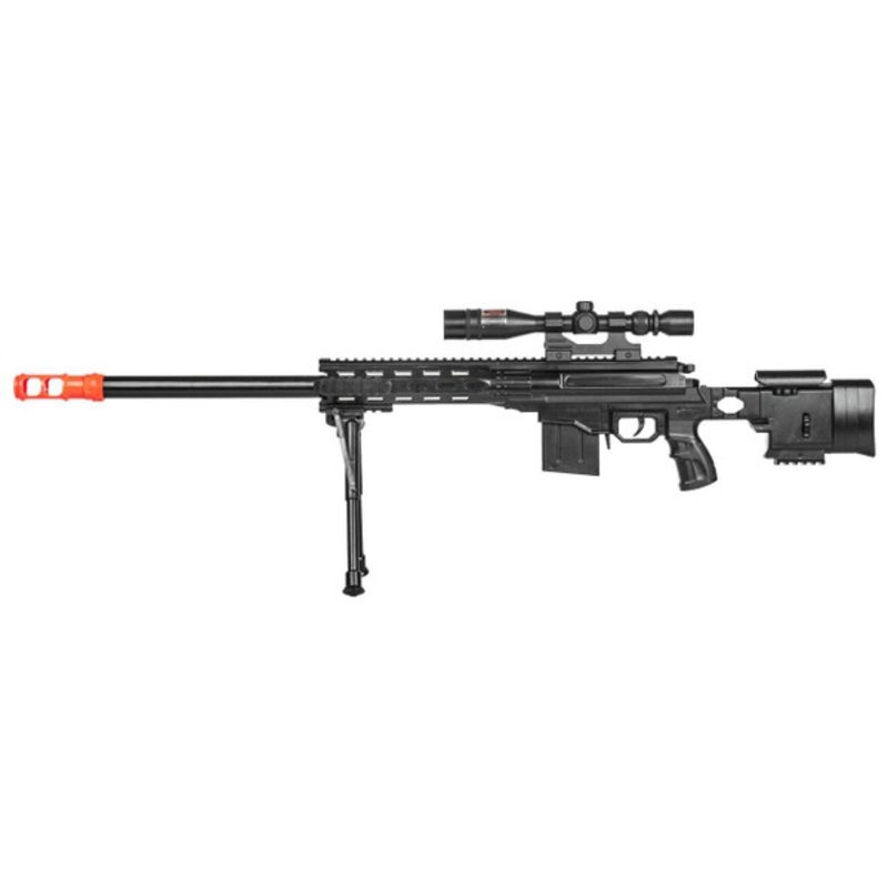 P2589 Plastic Railed Spring Airsoft Sniper Rifle, Black