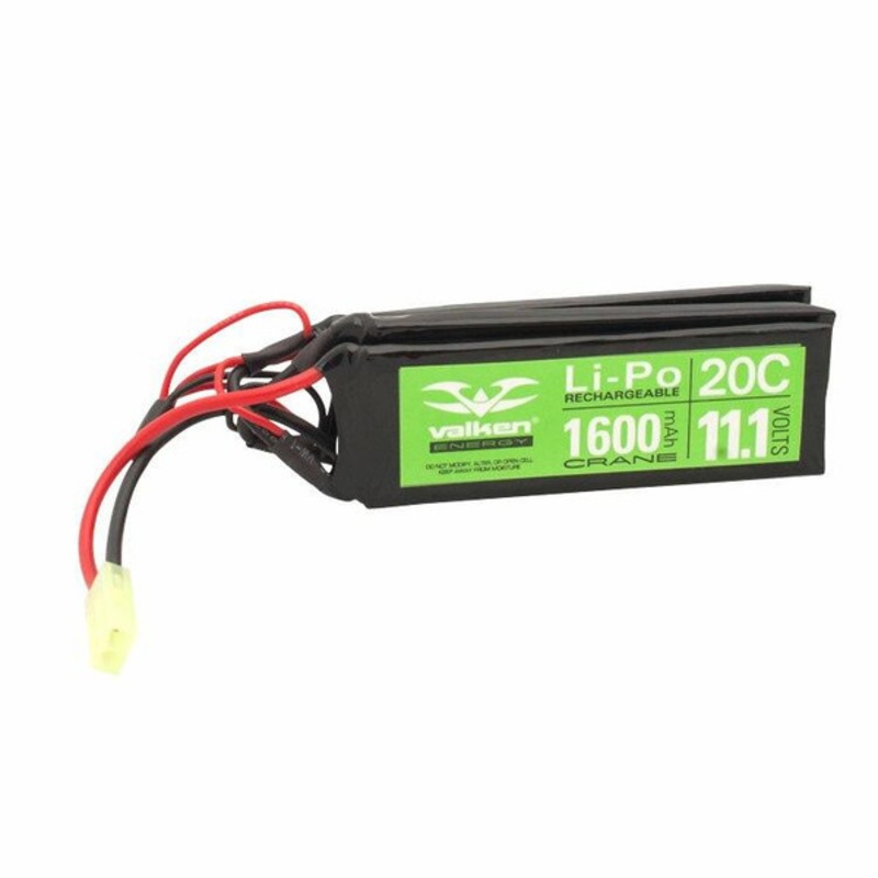 Valken Energy 11.1V 1600 mAh LiPO 20C Battery, Crane Style/Butterfly