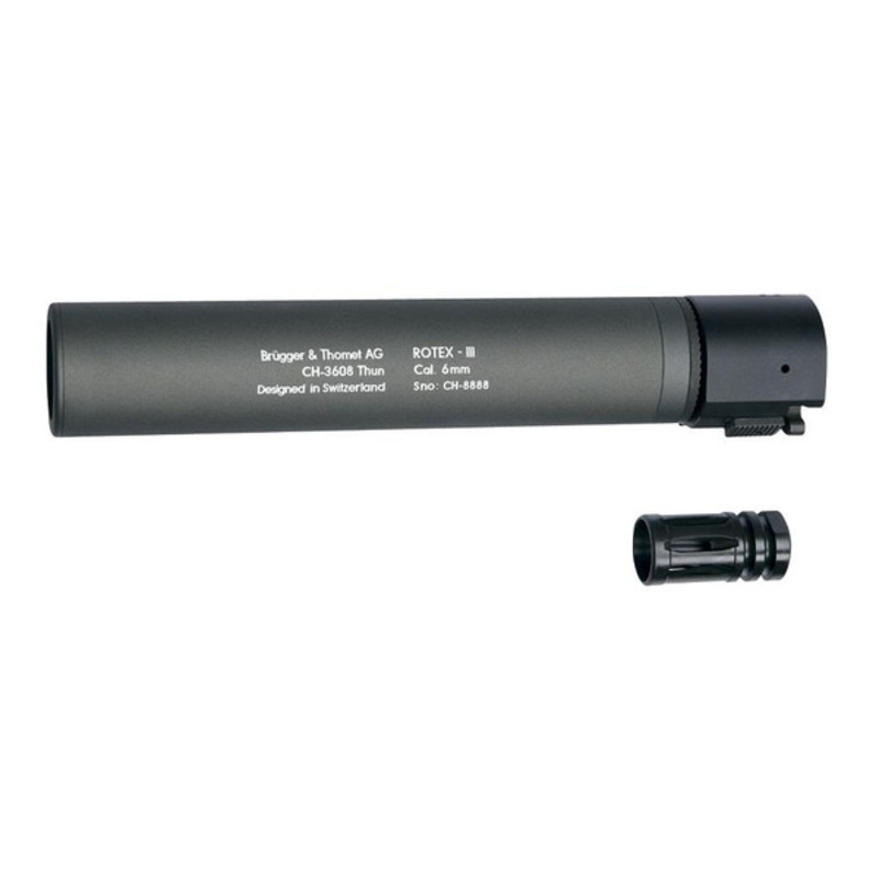 B&T ROTEX III Metal QD Barrel Extension and Metal Flash Hider, Grey, 8.9
