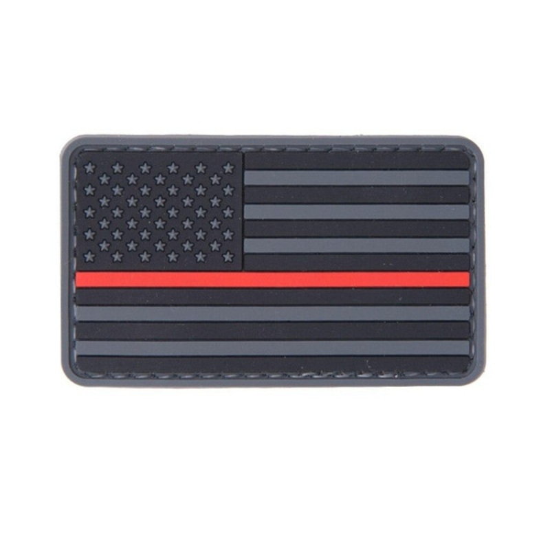 Thin Red Line American Flag PVC Velcro Patch