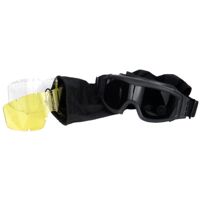 Lancer Tactical Airsoft Safety Goggles, Basic, Black Frame, Multi Lens Set