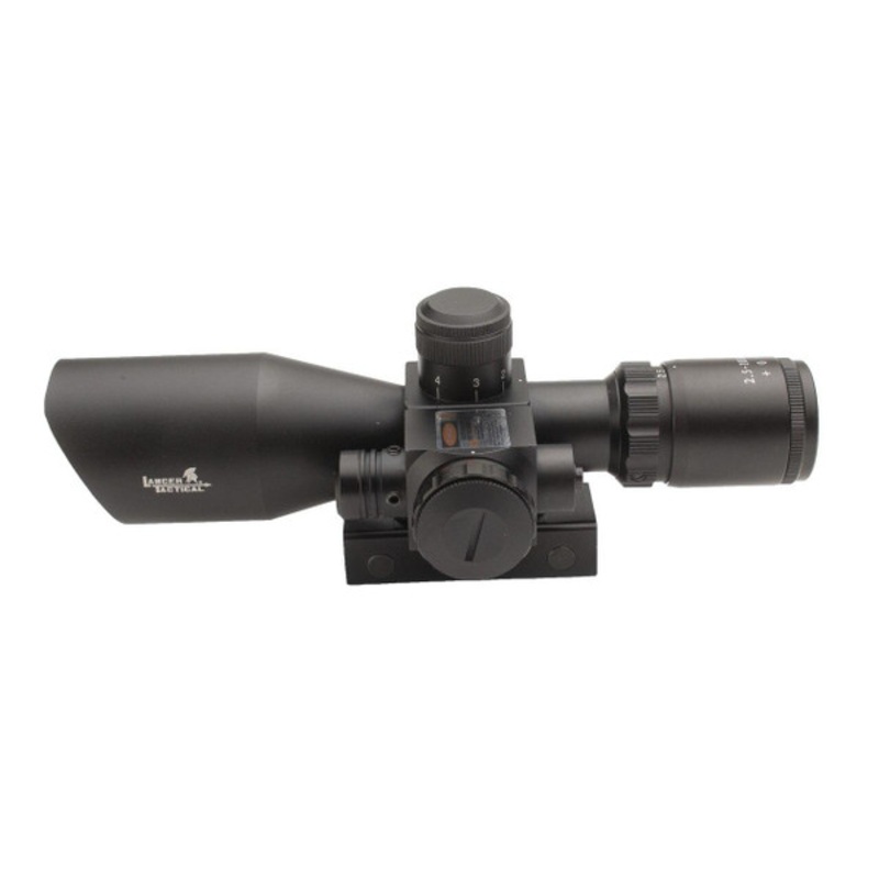 Lancer Tactical 2.5-10X Dual Color Illuminated Mil Dot Crosshair Scope w/ Red Laser