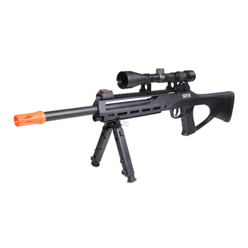 ASG TAC-6 CO2 Semi-Auto Airsoft Sniper Rifle Kit with Scope, Integrated Laser & Bipod