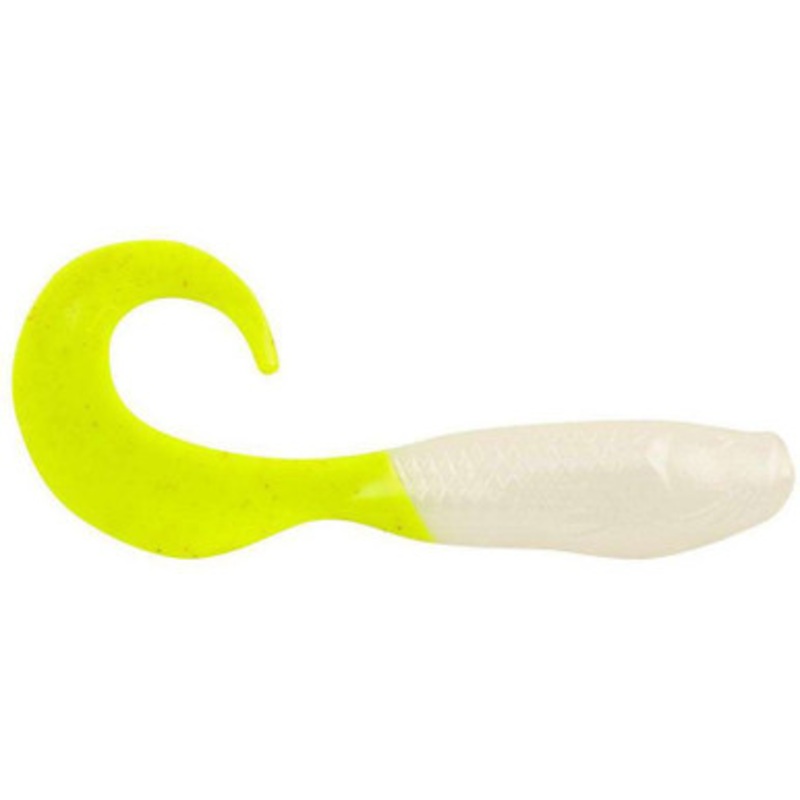 Berkley Gulp! Minnow Grub – 4in – Pearl White/Chartreuse