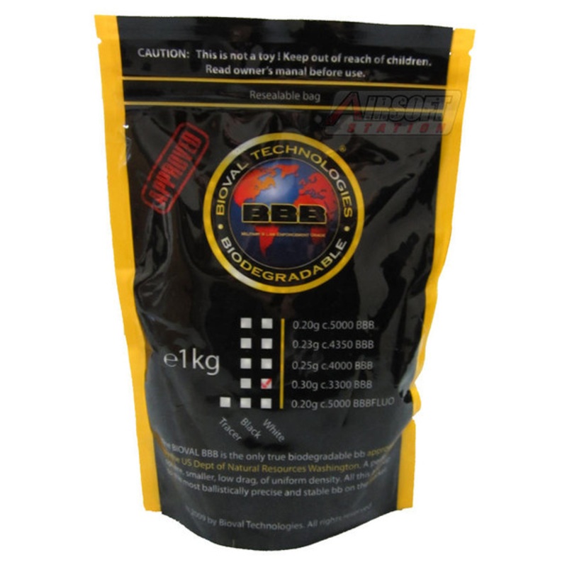 Bioval 0.30g Biodegradable Airsoft BBs, 3300 Ct