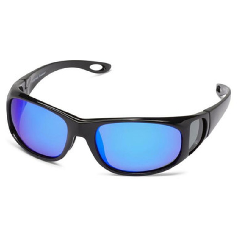 Fisherman Eyewear 90982 Grander Mirror Sunglasses Black Frame/ Gray (Blue Mirror) Lens