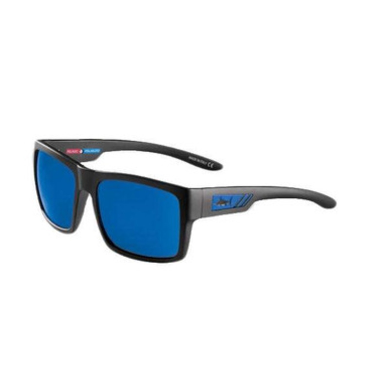 Pelagic Shark Bite Sunglasses – Matte Black/Blue Mirror