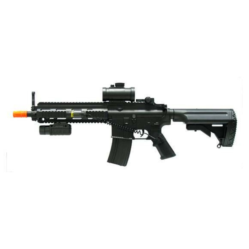 Full Auto Electric Airsoft Rifle by Double Eagle w/ Laser, Flashlight, and Red Dot Sight