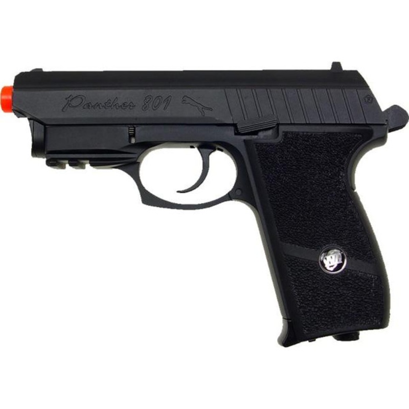 WG Panther 801 CO2 Airsoft Pistol, Full Metal Blowback, Black with Laser