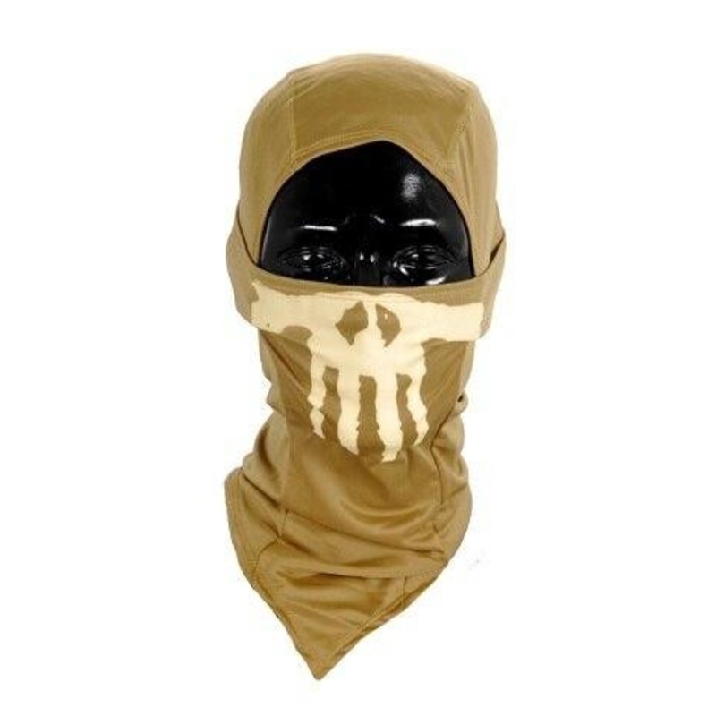 Lancer Tactical Ghost Balaclava, Tan w/ Glow in the Dark Skull Design