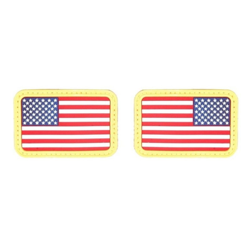 Lancer Tactical USA Flag Forward and Reverse Velcro Patches, Red White & Blue, Set of 2