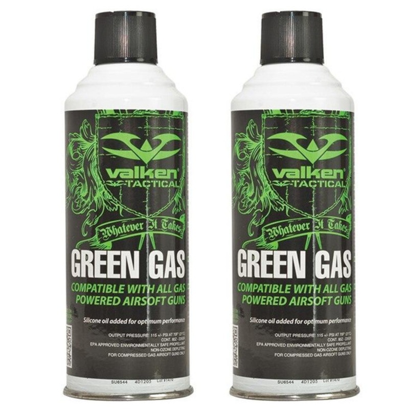 Two Pack of Valken Airsoft Green Gas, 8oz Can