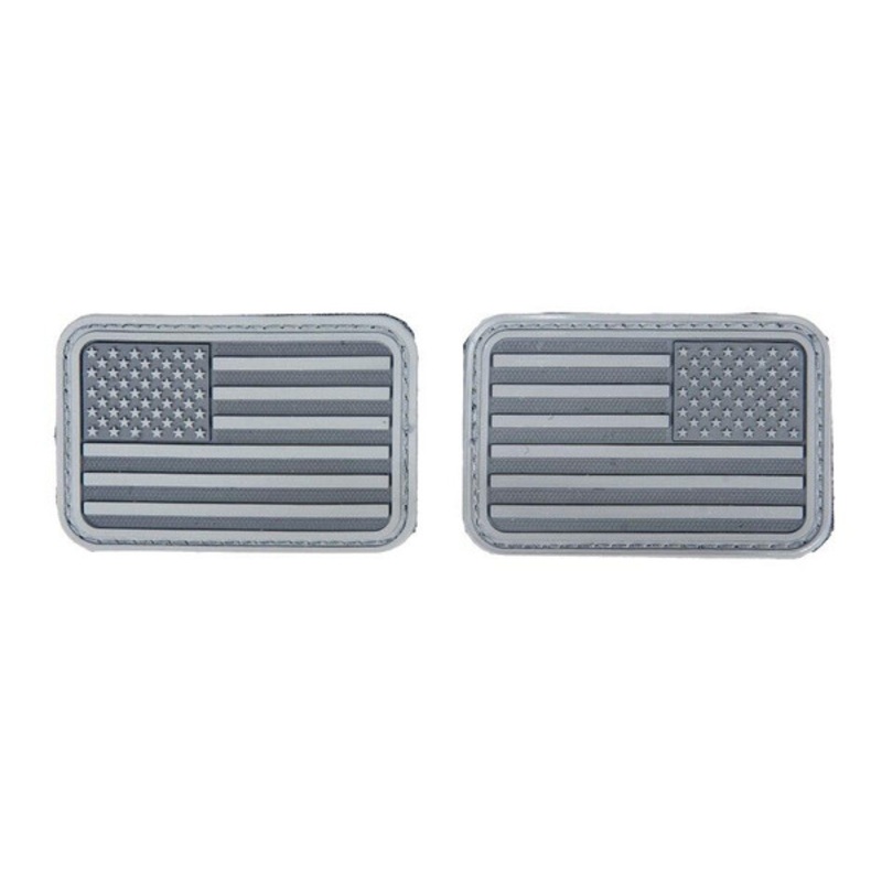 Lancer Tactical USA Flag Forward and Reverse Velcro Patches, ACU Gray, Set of 2
