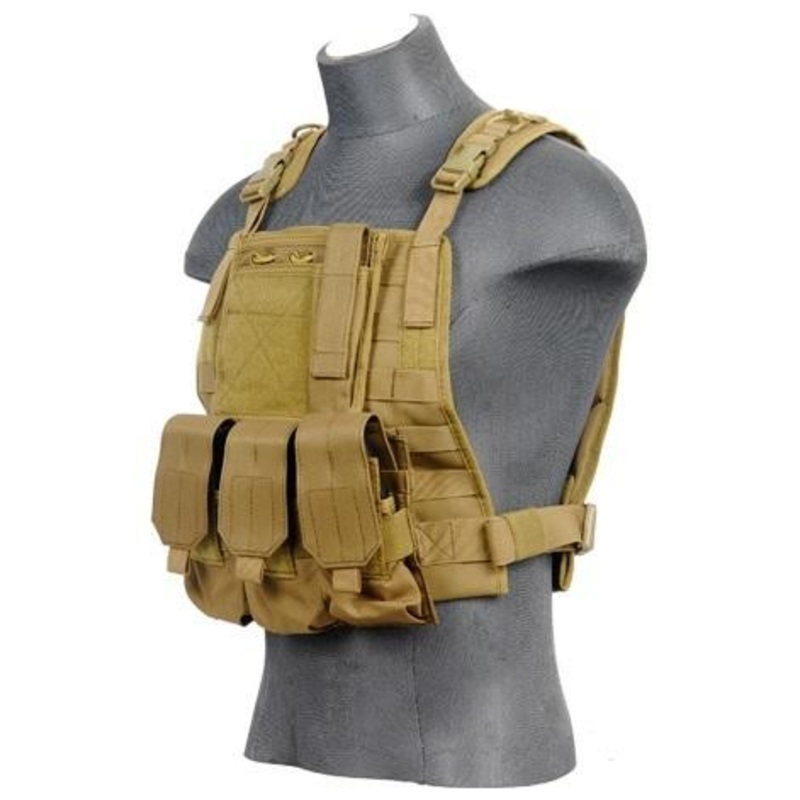 Lancer Tactical Molle Plate Carrier Vest in Tan