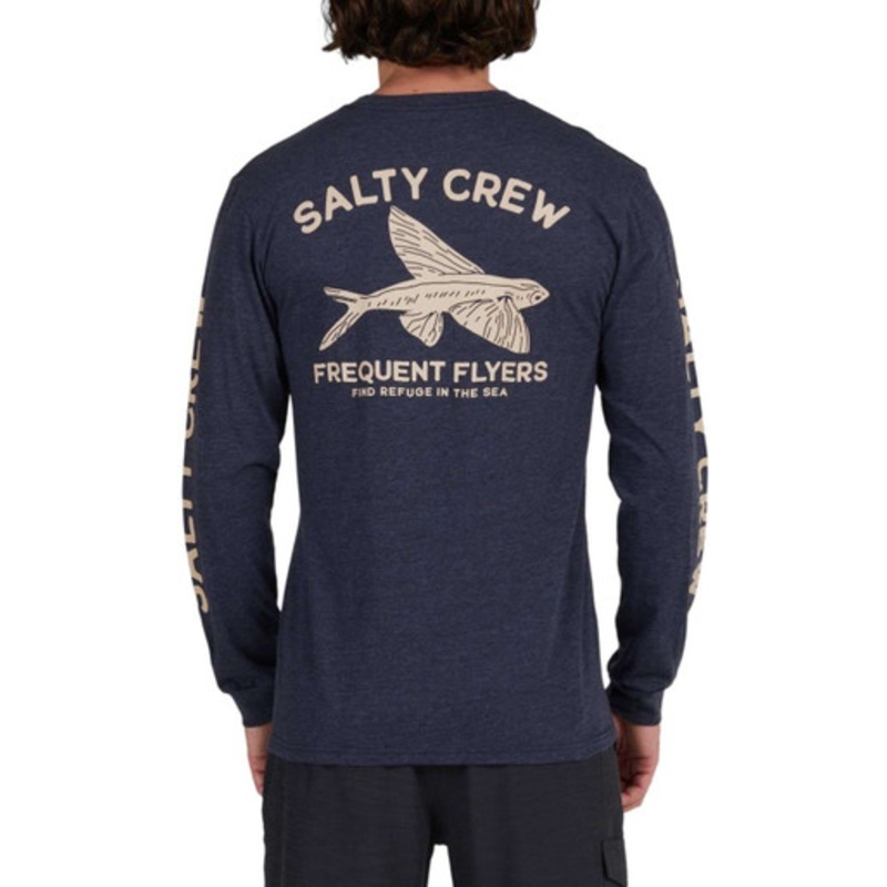 Salty Crew Frequent Flyer Long Sleeve – Navy Heather – Large