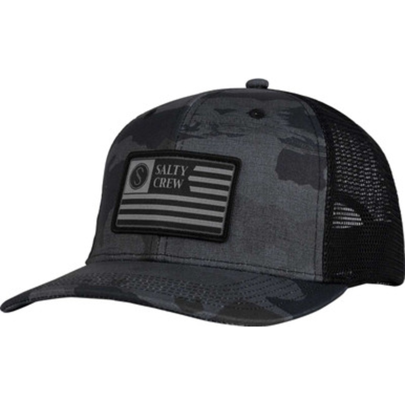 Salty Crew Patriot Retro Trucker Hat – Black/Camo