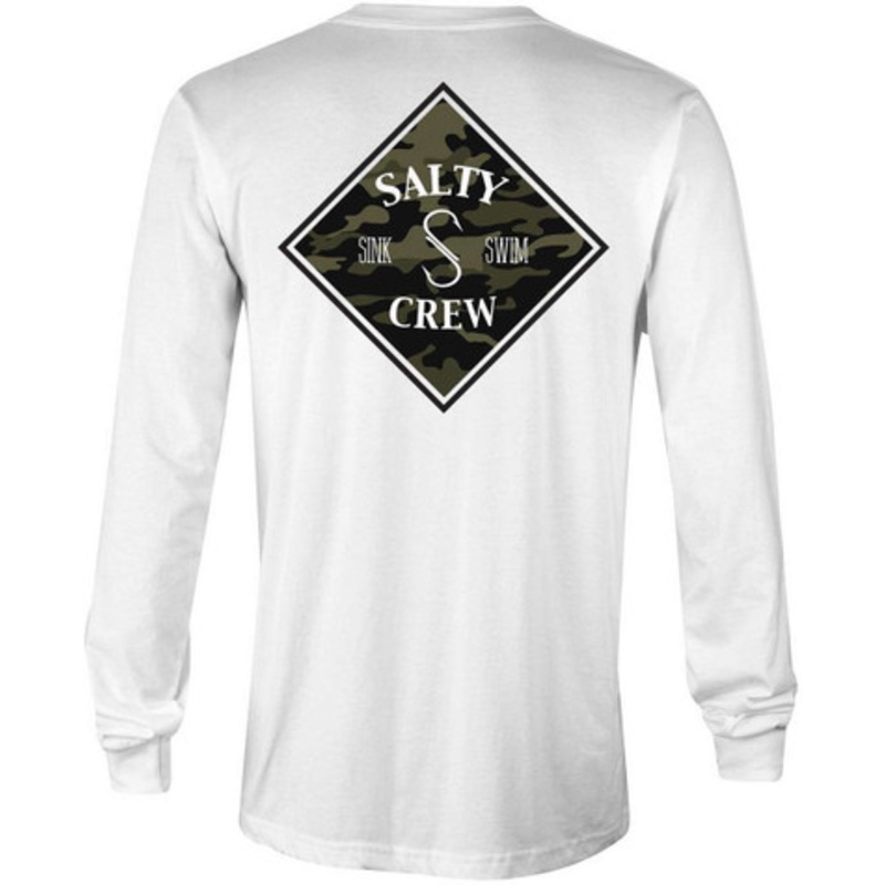 Salty Crew Tippet Camo Long Sleeve T-Shirt – White Medium