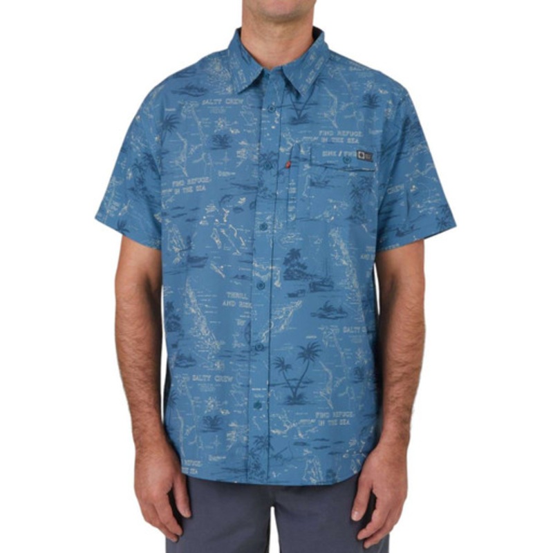 Salty Crew Seafarer Tech Woven Shirt – Slate – Large