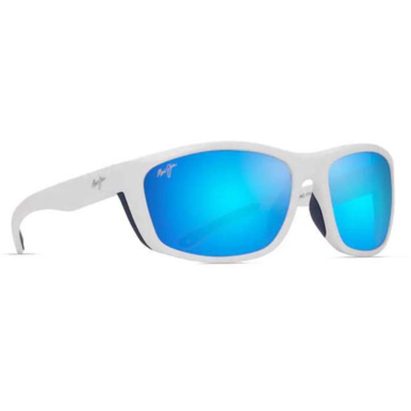 Maui Jim Nuu Landing Sunglasses – White w/Navy Rubber/Blue Hawaii