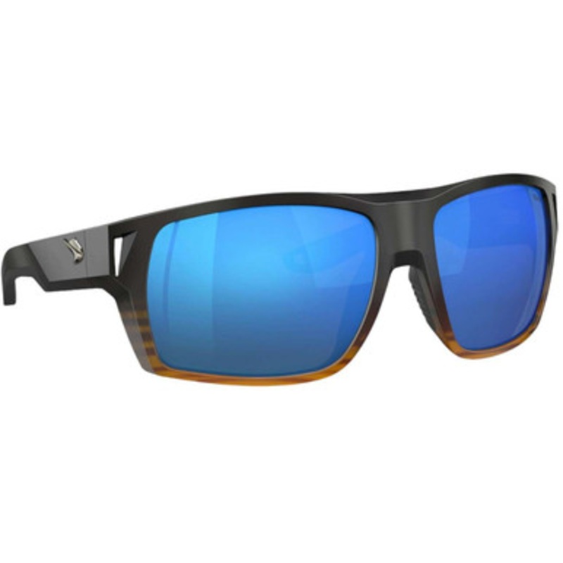 Fin-Nor Hells Bay Sunglasses – MT BLK/Oak Grain Fade Frame/Blue Mirror Poly Lens