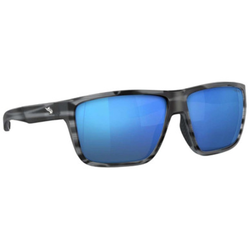 Fin-Nor Popper Sunglasses – Matte Smoke Stripe Frame/Blue Mirror Poly Lens