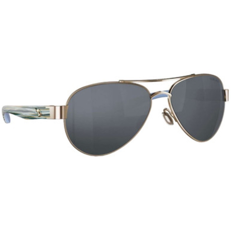 Fin-Nor Surf Candy Sunglasses – Soft Gold/Brown/Blue Stripe Frame/Grey Glass Lens