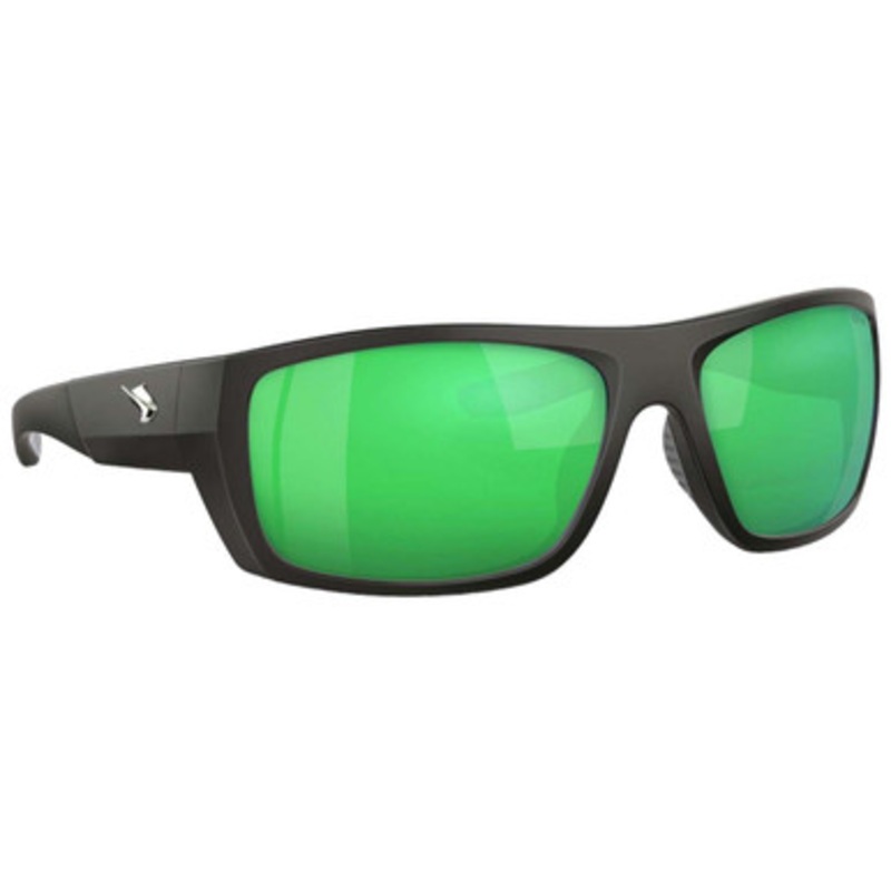 Fin-Nor Pinder Sunglasses – Soft Matte Black Frame/Green Mirror Poly Lens