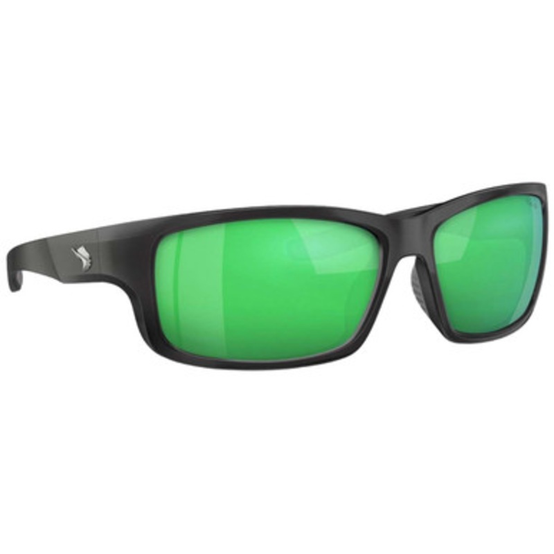Fin-Nor RT Sunglasses – Matte Black Frame/Green Mirror Poly Lens