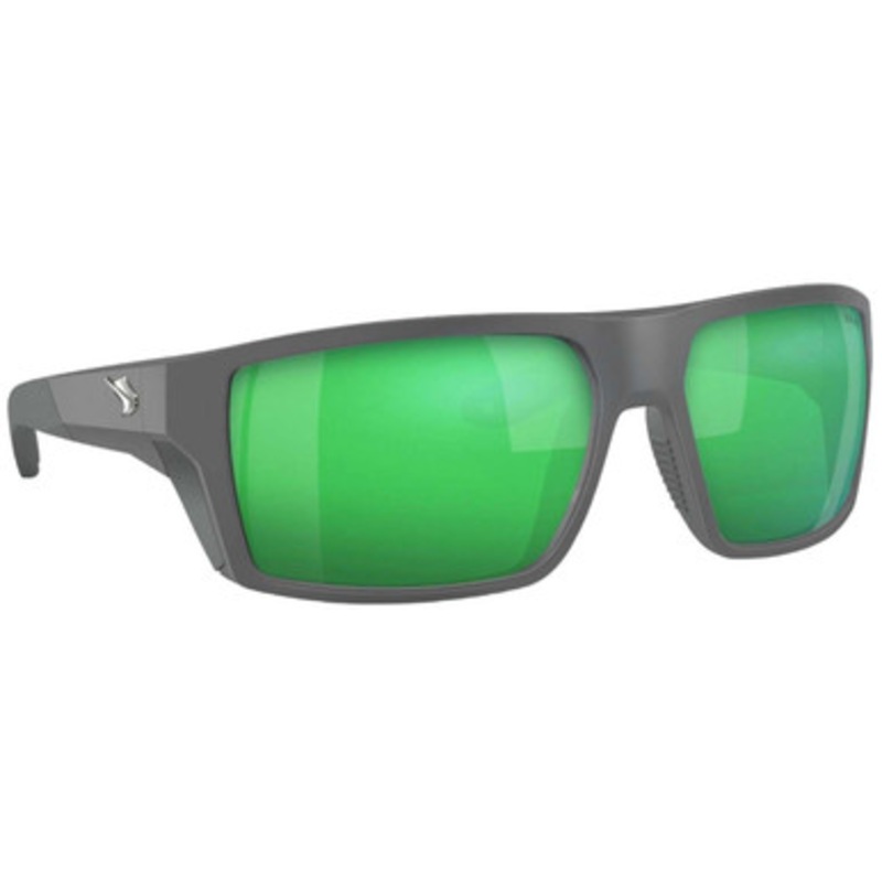 Fin-Nor North Drop Sunglasses – Matte Dark Grey Frame/Green Mirror Poly Lens