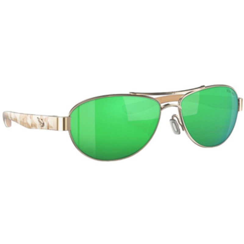 Fin-Nor Sea Shore Sunglasses – Soft Gold/Tiger Conch Frame/Green Mirror Poly Lens