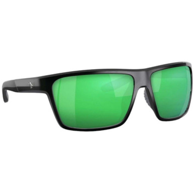 Fin-Nor Circle Hook Sunglasses – Shiny Black Frame/Green Mirror Glass Lens
