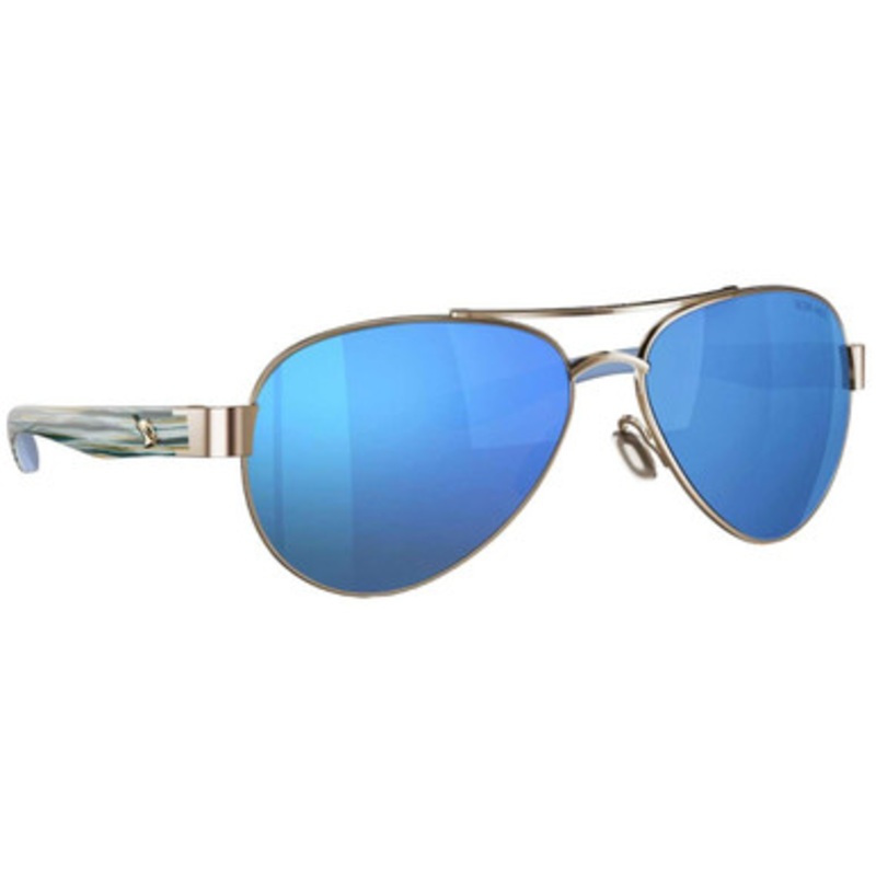 Fin-Nor Surf Candy Sunglasses – Soft Gold/Brown/Blue Stripe Frame/Blue Mirror Poly Lens