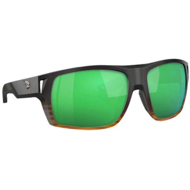 Fin-Nor Hells Bay Sunglasses – MT BLK/Oak Grain Fade Frame/Green Mirror Poly Lens