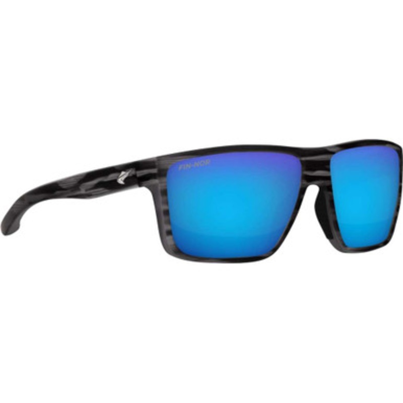 Fin-Nor Popper Sunglasses – Matte Smoke Stripe Frame/Blue Mirror Glass Lens