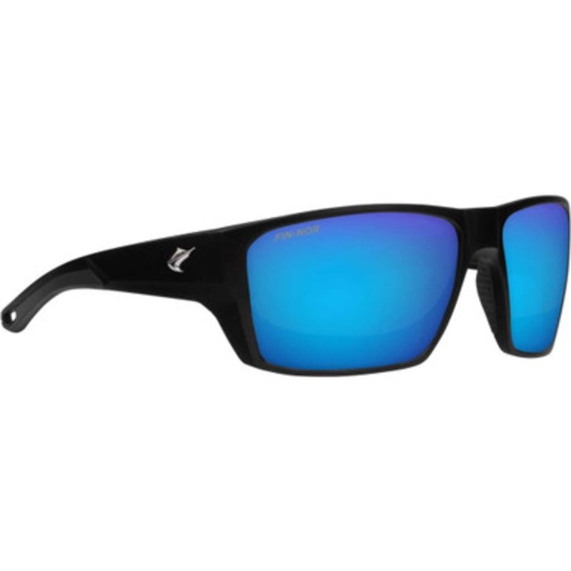 Fin-Nor Bouncer Sunglasses – Matte Black Frame/Blue Mirror Glass Lens