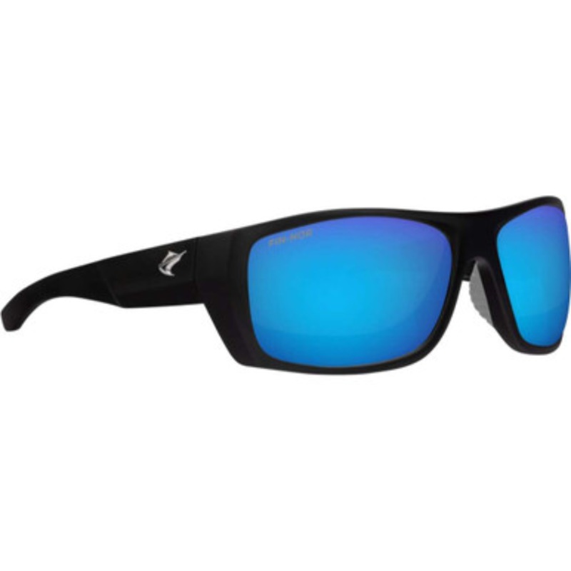 Fin-Nor Pinder Sunglasses – Soft Matte Black Frame/Blue Mirror Poly Lens