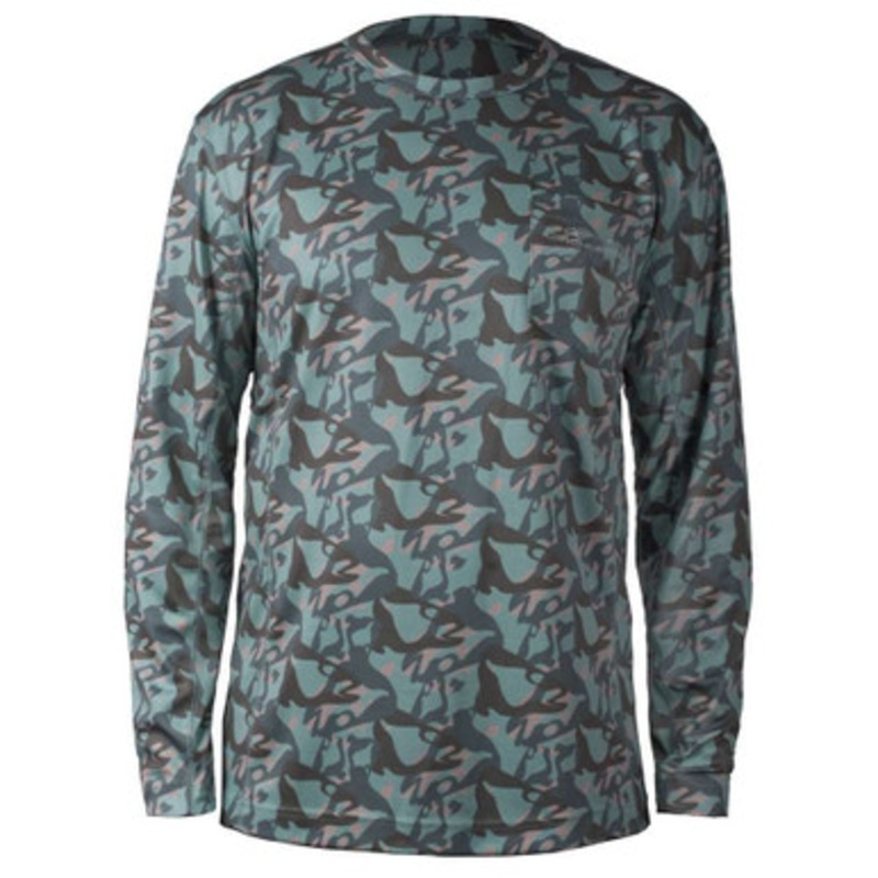 Grundens Fish Head Long Sleeve Shirt – Turquoise Camo – Medium