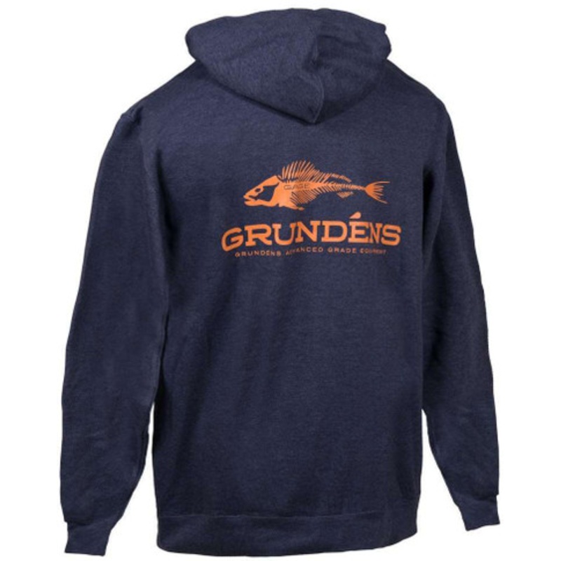 Grundens Men’s Outdoor Logo Hooded Sweatshirt – Heather Navy – Medium