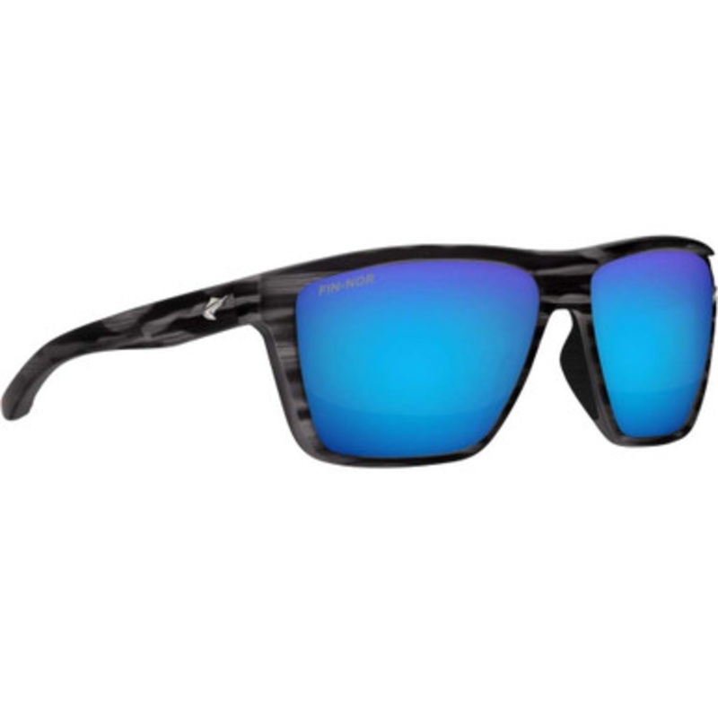 Fin-Nor Big Pine Sunglasses – Matte Smoke Stripe/Blue Mirror Glass Lens