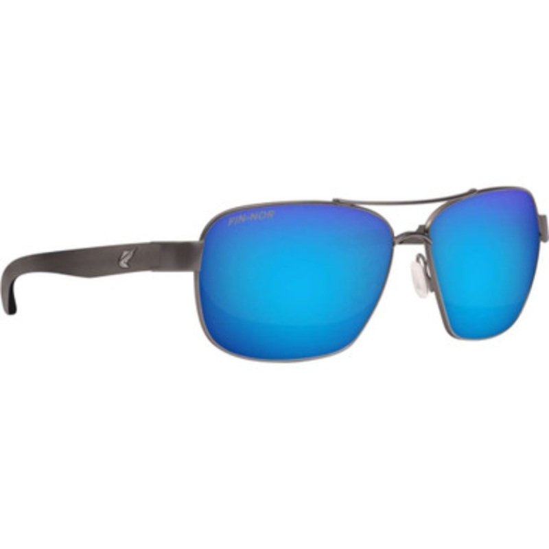 Fin-Nor Sandspur Sunglasses – Satin Gun/Frstd Matte Grey Frame/Blue Mirror Glass Lens